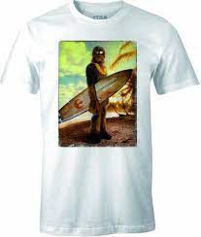T-shirt Homme - Star Wars - Chewie On The Beach - Blanc - Taillem